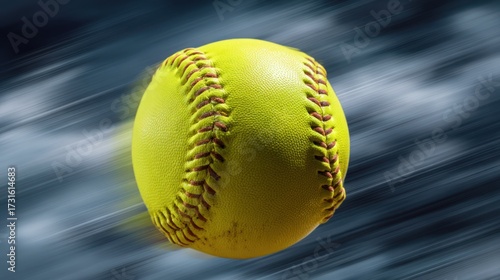 Yellow softball in motion blur cheerful and fun for baseball-themed campaigns