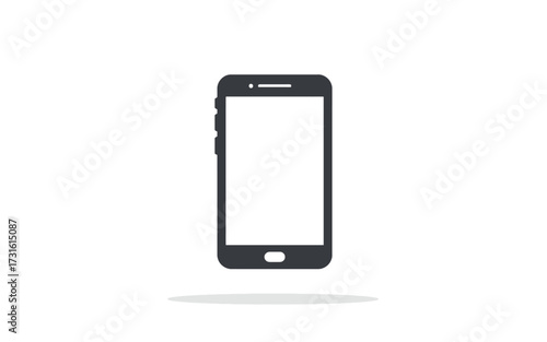 A minimalist illustration of a modern smartphone with a blank white screen, casting a subtle shadow.