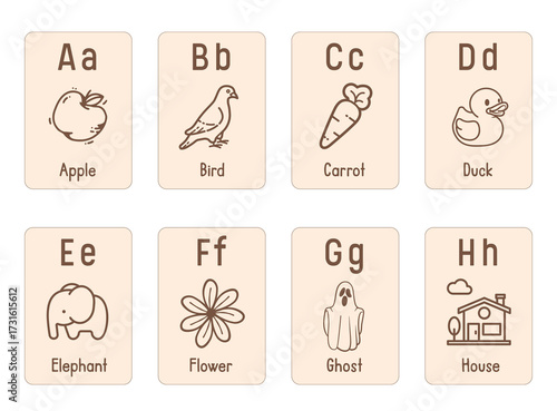 Alphabet flash card with illustration	