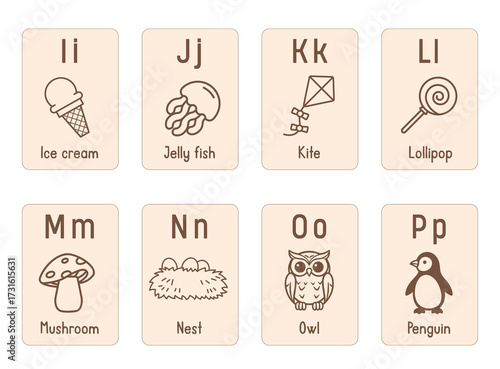 Alphabet flash card with illustration	
