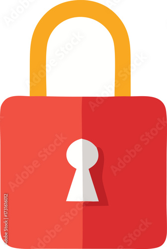 Red padlock icon with an orange shackle symbolizing security privacy data protection and access control for digital and physical safety