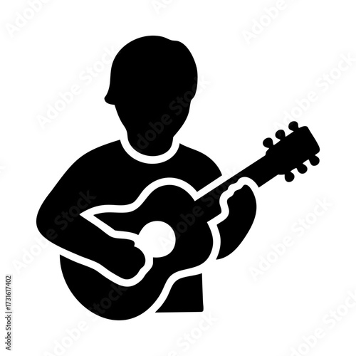 Global professions icon of musician playing guitar