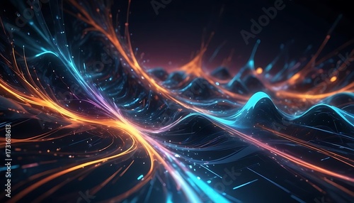 Wallpaper Mural Colorful wave with orange and blue lines Torontodigital.ca