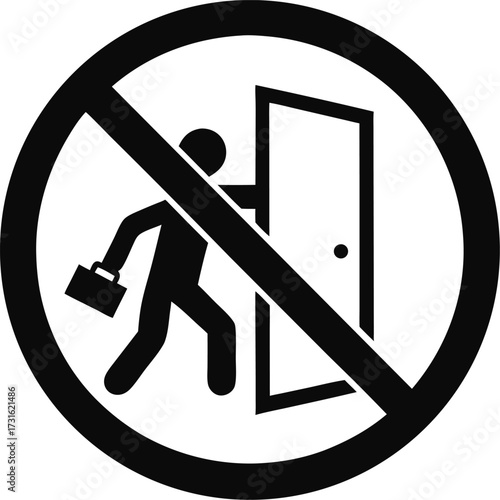  No Exit Icon silhouette  vector black , white background 