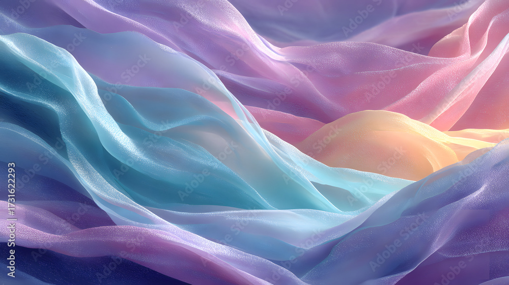 Fototapeta premium Flowing Abstract Waves in Soft Colors Creating a Tranquil Artistic Background Design