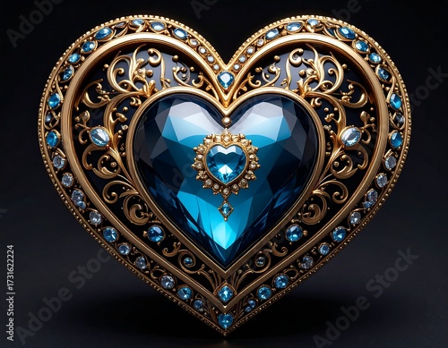 Ornate heart-shaped jewel