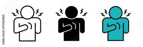 Heart attack icon Myocardial infarction. Cardiovascular disease stroke, filled and colored concept for web design.