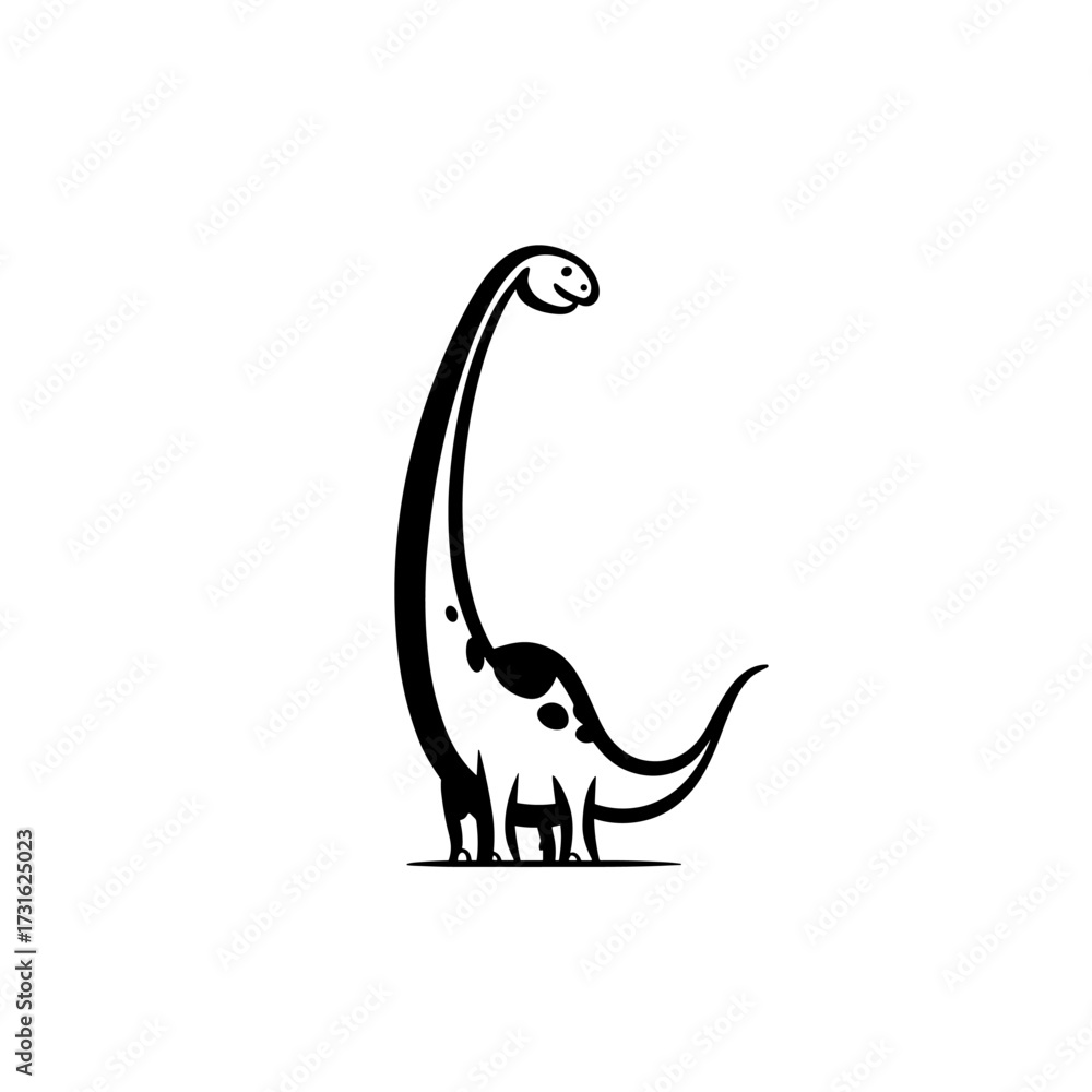 Obraz premium Diplodocus. Diplodocus simple black and white line art vector logo