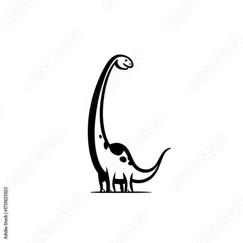 Diplodocus. Diplodocus simple black and white line art vector logo