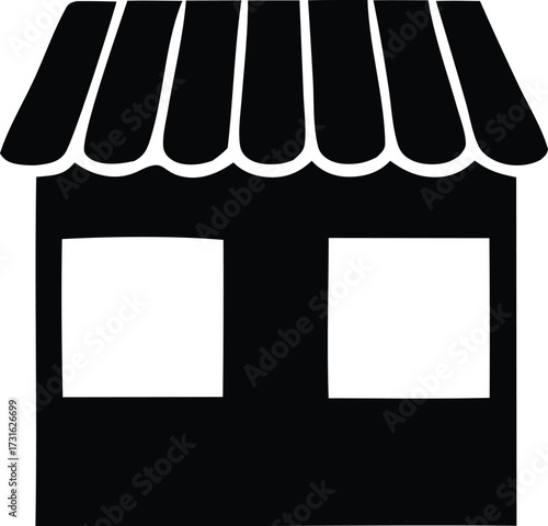 Simple black and white storefront icon for business and retail concepts clean retail shop facade simple business icon