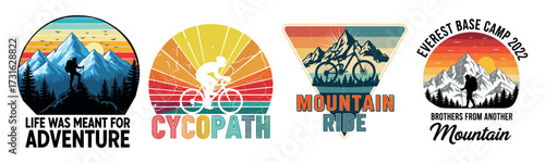 Mountain Adventure Hiking Retro Design, wild, hill, nature Explore travel vector typography of T-shirt design. travel outdoor finnd wild camping.