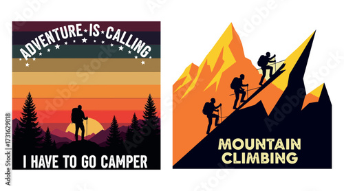 Mountain explore outdoor climbing tshirt design vector. travel hiking typography retro design.