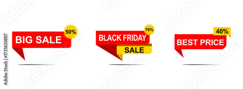 Black Friday Sale Labels and Best Price Discount Tags Collection for Shopping, Marketing, and E-Commerce Promotions