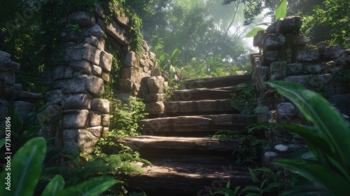 Fototapeta Naklejka Na Ścianę i Meble -  Jungle stone path