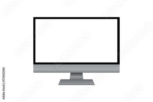Desktop PC mockup model, monitor with separate blank screen on white background, vector illustration.