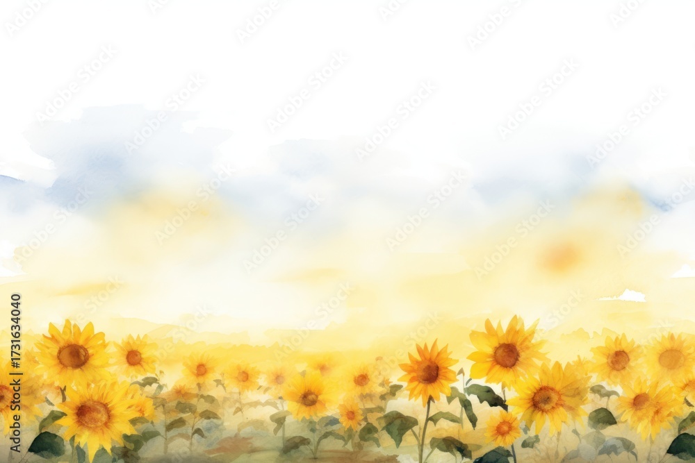 Fototapeta premium Sunflower field landscape outdoors painting.