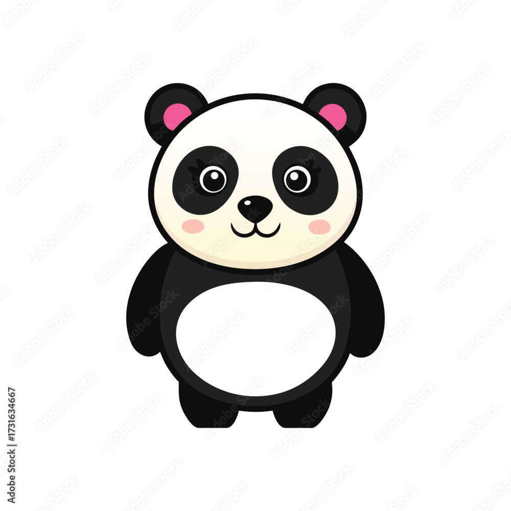 Fototapeta premium Smiling cartoon panda with blush on cheeks bear animal