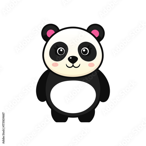 Smiling cartoon panda with blush on cheeks bear animal