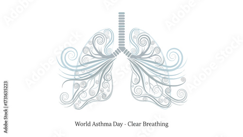 Stylized illustration of human lungs with intricate swirling patterns, representing clear breathing and World Asthma Day.