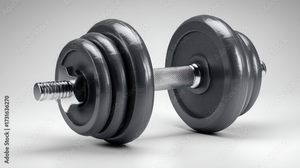 Naklejka premium Gray dumbbell with rubber grip bold and trustworthy for gym equipment ads
