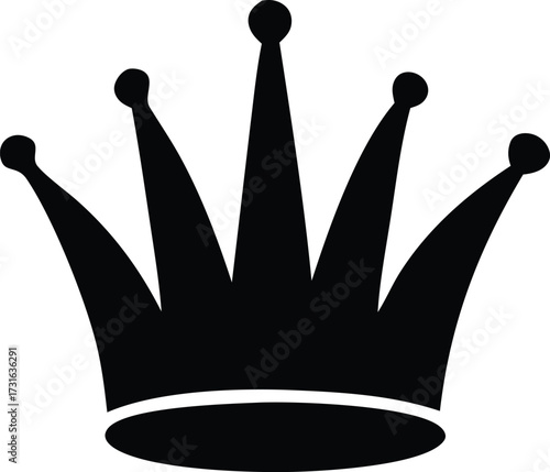 Majestic black crown icon symbolizing royalty power authority and success ideal for design projects