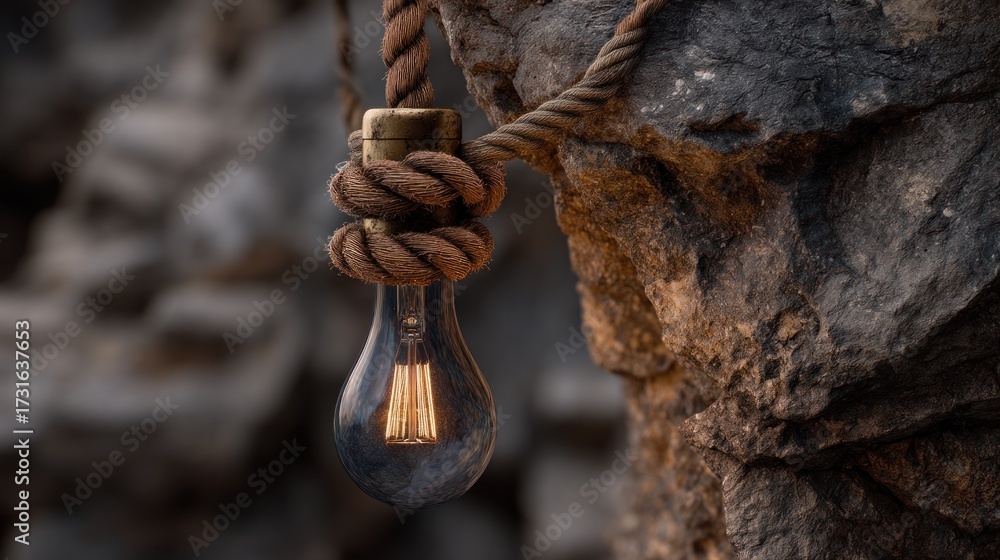 Obraz premium Rustic rope hanging light