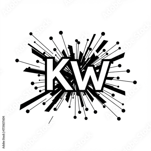 Explosive Abstract Burst with KW Letters – Dynamic Vector Illustration”