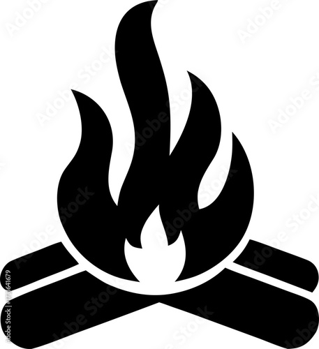 Campfire Silhouette Vector Illustration Isolated Outdoor Fire Design