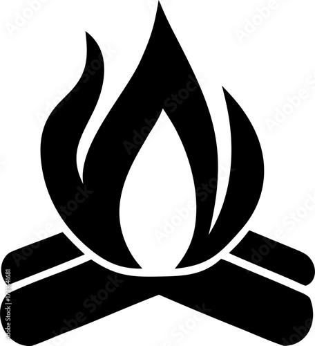 Campfire Silhouette Vector Illustration Isolated Outdoor Fire Design