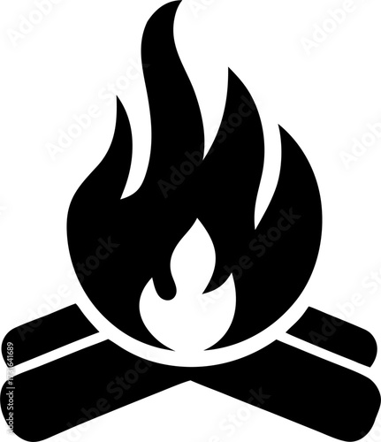 Campfire Silhouette Vector Illustration Isolated Outdoor Fire Design