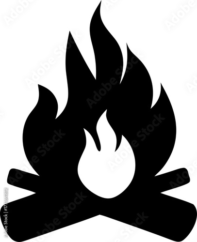 Campfire Silhouette Vector Illustration Isolated Outdoor Fire Design