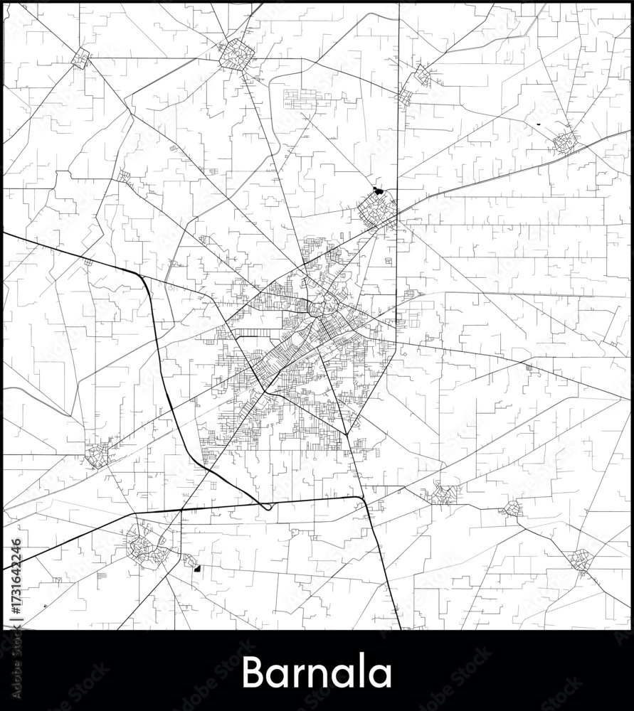 Obraz premium Barnala city map, India - Topographic vector map poster