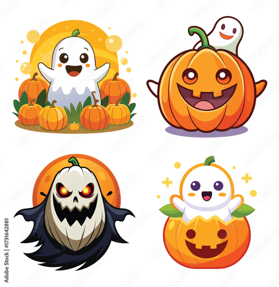 Fototapeta premium Halloween costume icons set – flat, spooky and festive designs for your projects