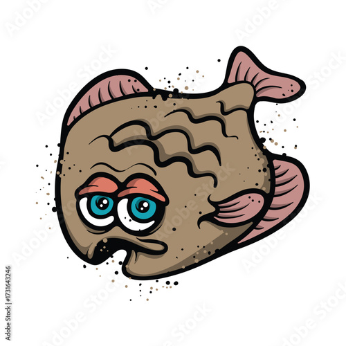 Lemon sole fish  Cartoon Vector Illustration