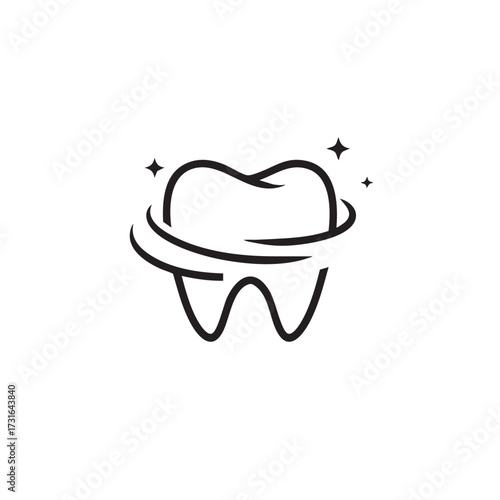 A minimalist line art illustration beautifully depicts a healthy, sparkling tooth, symbolizing optimal dental care, oral hygiene, and professional dentistry services.
