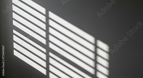 Striped Window Blind Shadows on Grey Wall Texture