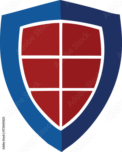 Emblematic shield graphic red and blue security protection symbol emblematic design for safety and defense concepts