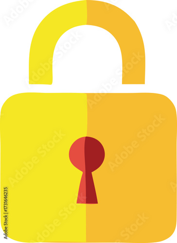 Bright yellow open padlock icon symbol security protection data privacy safety unlocked access digital lock