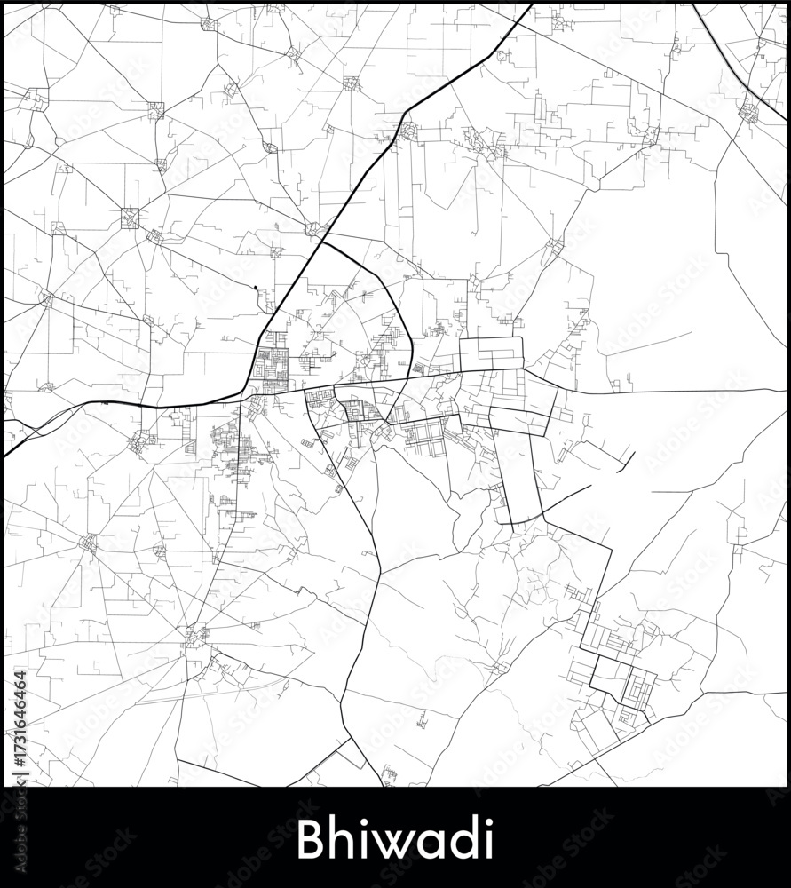 Obraz premium Bhiwadi city map, India - Topographic vector map poster