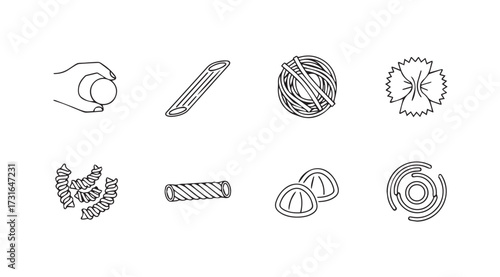 Collection of eight distinct fingerprint silhouettes in a clean line drawing style silhouette