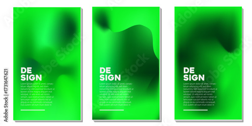 Three vertical covers with abstract green gradients 