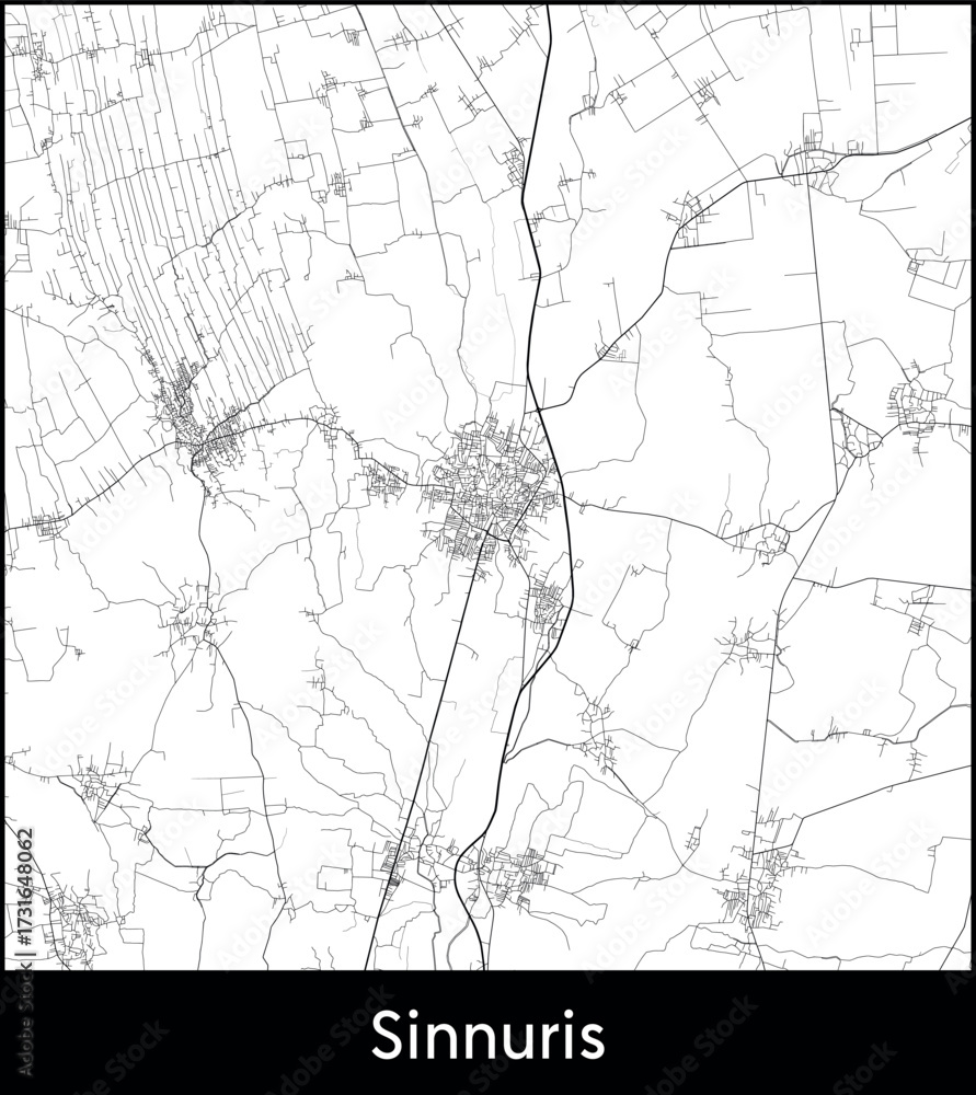Fototapeta premium Sinnuris city map, Egypt - Topographic vector map poster
