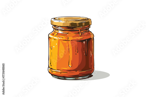 Jar of Natural Peanut Butter with Oil Separation cream isolated
