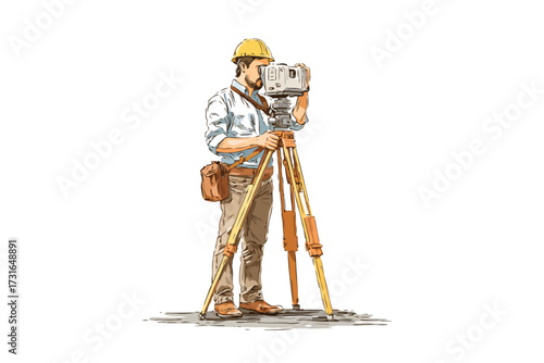 Land surveyor level surveying isolated