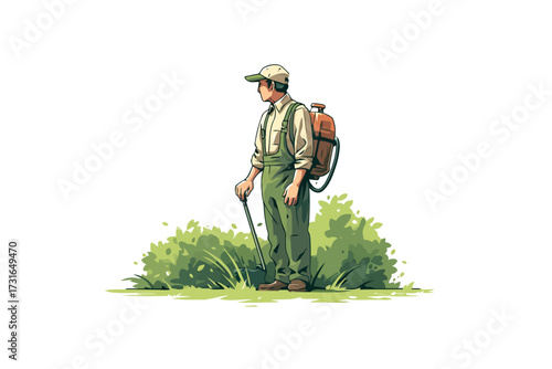 Turf manager at work design isolated