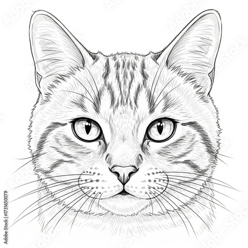 Wallpaper Mural Detailed Cat Face Line Art Torontodigital.ca