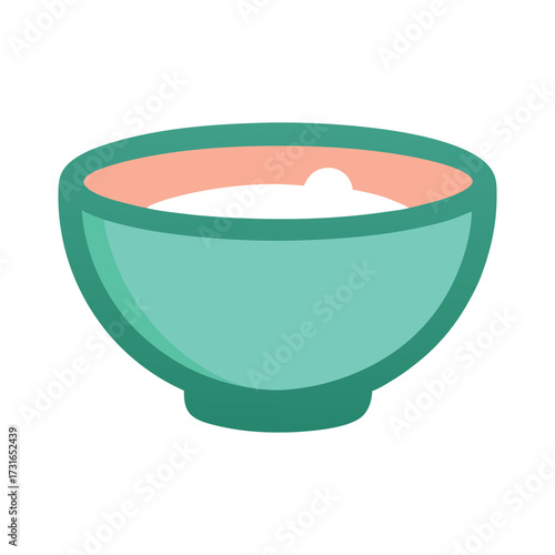 Simple flat color art style bowl of creamy clam chowder delicious seafood soup dish