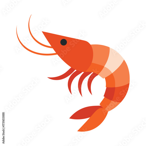 Simple flat color prawn seafood animal icon art representation delicious ocean food illustration