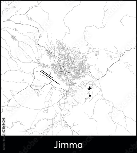 Jimma city map, Ethiopia - Topographic vector map poster