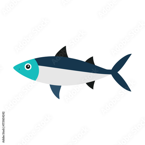 Simple flat color sardine fish icon graphic design template realistic style isolated object